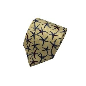 Christian Dior Monsieur Yellow Silk Geometric Pattern Neck Tie  58.25"x 3.75"‎